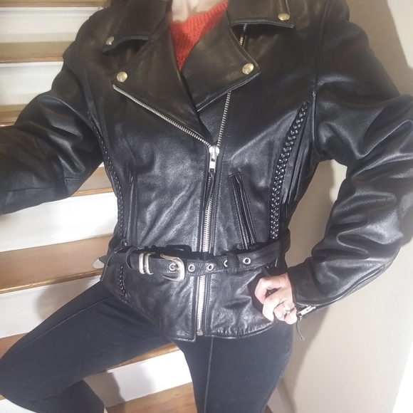 Classic vintage leather moto jacket XL EUC! - Picture 5 of 8